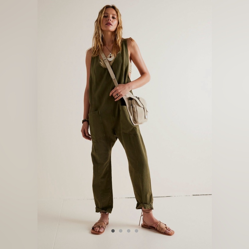 Free People Green Utility Jumpsuit